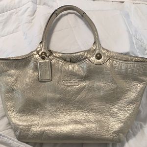 COACH Metallic Gold Leather Bleecker Shoulder bag